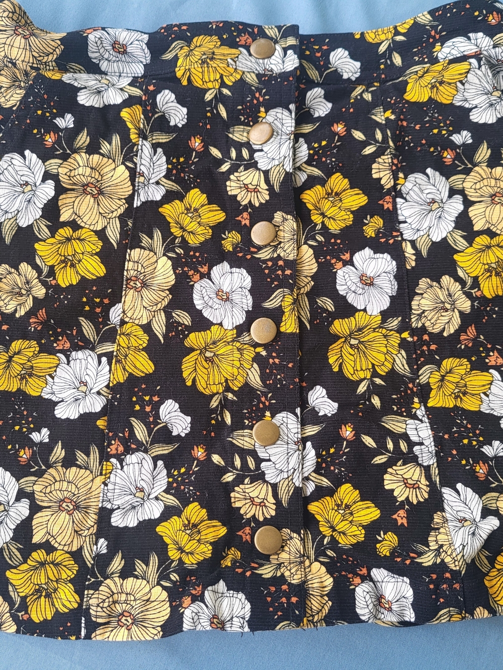 Forever 21 Black Mini Skirt with Yellow & White Floral Print